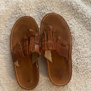 Brown Leather Slide Sandals